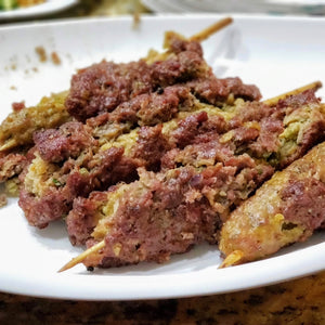 Dual Kababs (Chicken Seekh Kabab wrapped in Beef Seekh Kabab)